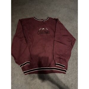 Colorado Embroidered Mountain Crewneck Sweatshirt BAC Premier Large Maroon